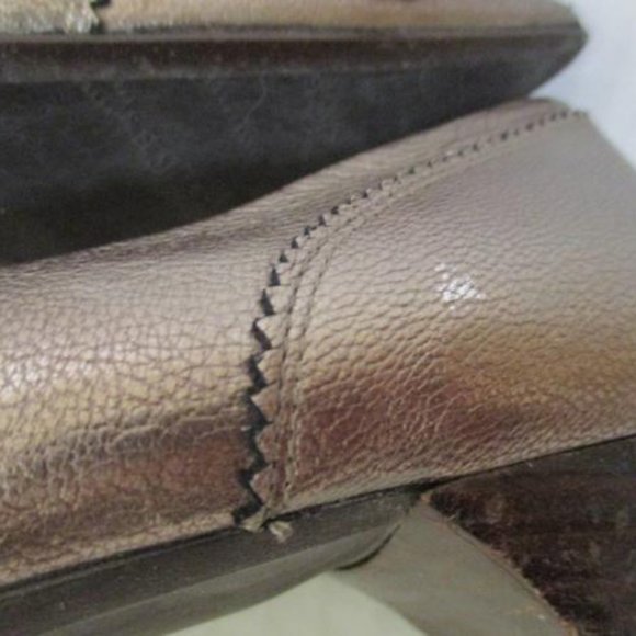 **Stuart Weitzman Metallic Flats Pewter Dark Gold Pointed Toe Tassel - Picture 5 of 11